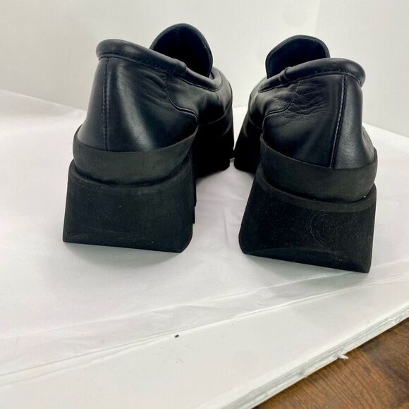 Paloma Barcelo Womens 10.5 Shoes Loafers Black Leather Platform Chunky Lug Sole - Picture 11 of 13